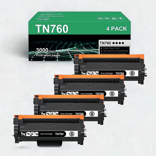 GCG | 4 Pack | TN-760 TN-660 High Yield Laser Printer Toner Cartridge Replacement | For Brother Printers | Black